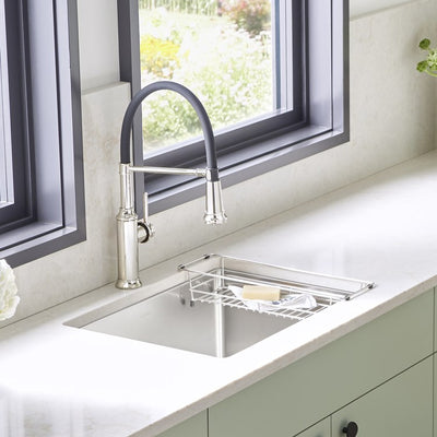 Quatrus R15 25" Single Bowl Stainless Steel Dual Mount Laundry Sink with 1 Hole