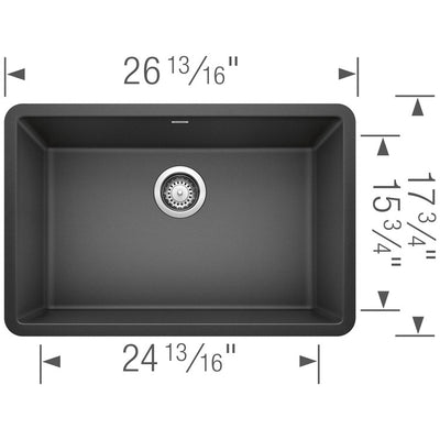Precis 27" Single-Bowl Silgranit Undermount Rectangular Kitchen Sink - Anthracite
