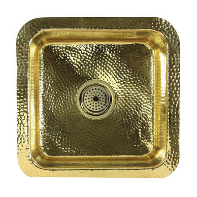 Brightwork Home 16-5/8" Square Dual Mount Hammered Brass Bar/Prep Sink