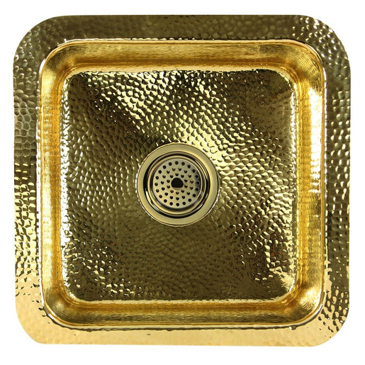 Brightwork Home 16-5/8" Square Dual Mount Hammered Brass Bar/Prep Sink