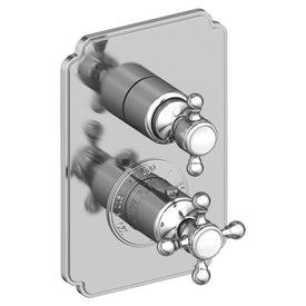 Aster Square 1/2" Thermostatic Valve Trim with Cross Handles - Polished Chrome