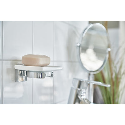 Ice Wall-Mount Porcelain Soap Dish with Holder