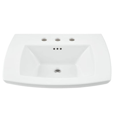 Edgemere 25"W Fireclay Pedestal Sink Top Only for 8" Widespread Faucet