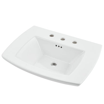 Edgemere 25"W Fireclay Pedestal Sink Top Only for 8" Widespread Faucet