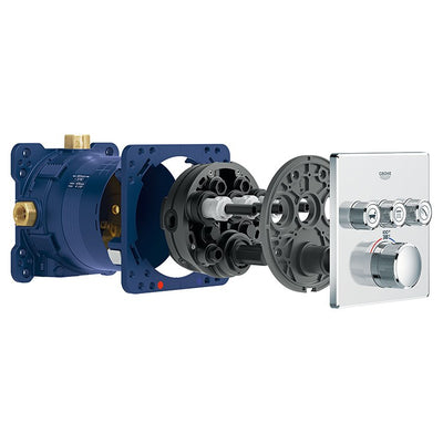 Grohtherm SmartControl Triple-Function Square Thermostatic Valve Trim with Control Module