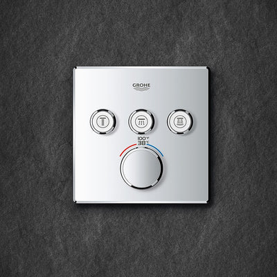 Grohtherm SmartControl Triple-Function Square Thermostatic Valve Trim with Control Module