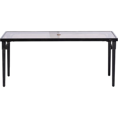 Brigantine Seven-Piece Outdoor Dining Set with Glass Top Table and 9' Umbrella