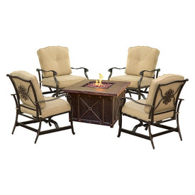 Summer Night Five-Piece Fire Pit Conversation Set with Natural Oat Cushions