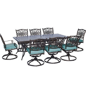 Product Image: TRAD9PCSW8-BLU Outdoor/Patio Furniture/Patio Dining Sets