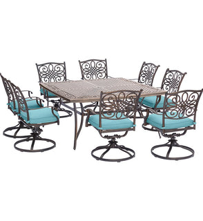 Product Image: TRAD9PCSWSQ8-BLU Outdoor/Patio Furniture/Patio Dining Sets