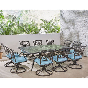 TRADDN11PCSW10-BLU Outdoor/Patio Furniture/Patio Dining Sets