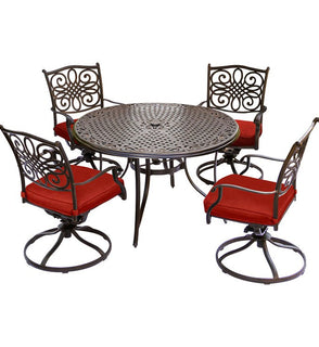 Product Image: TRADDN5PCSW-RED Outdoor/Patio Furniture/Patio Dining Sets