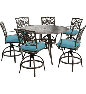 Product Image: TRADDN7PCBR-BLU Outdoor/Patio Furniture/Patio Bar Furniture