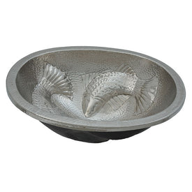 Moon Wrasse Hammered Nickel Oval Dual-Mount Bathroom Sink