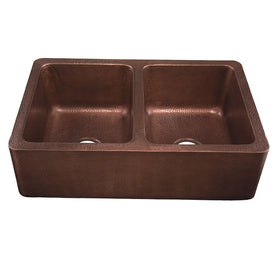 Quiroga 33" Double Bowl Rectangular Handcrafted Apron Front Kitchen Sink