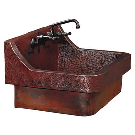 Diaz Single Bowl Rectangular Hand-Hammered Copper Kitchen Sink with Backslash