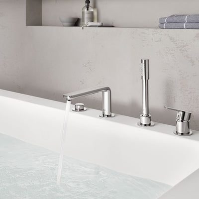Lineare Single Handle 4-Hole Roman Tub Filler with Handshower