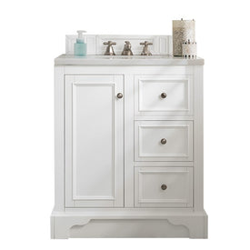 De Soto 30" Bright White Single Vanity with 3 CM Arctic Fall Solid Surface Top - OPEN BOX