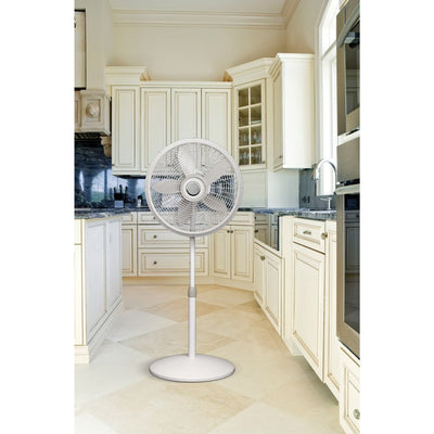 18" Elegance & Performance Three-Speed Oscillating Pedestal Fan - White