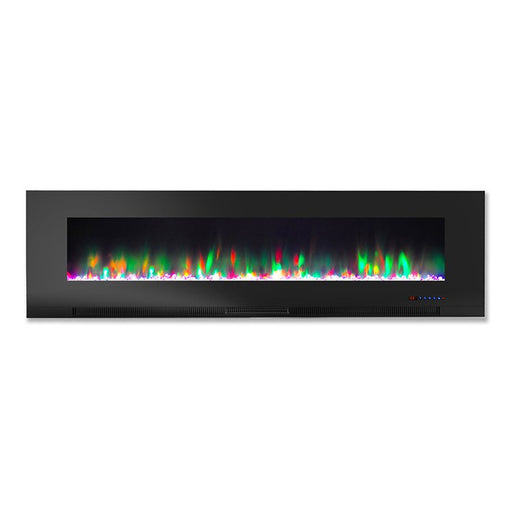 Electric Fireplace Wall Mount Black 60 Inch Includes Crystals Tempered Glass 2 Settings