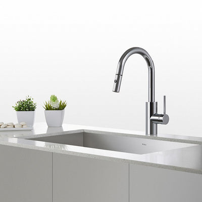 Oletto Single Handle Pull Down Kitchen Faucet with QuickDock Installation and Deck Plate
