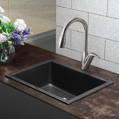Quarza 24" Single Bowl Granite Dual-Mount Kitchen Sink