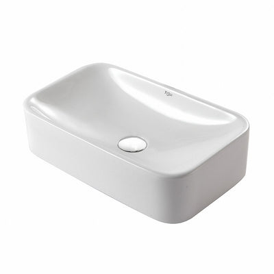 Eased-Edged Rectangular Ceramic Vessel Bathroom Sink