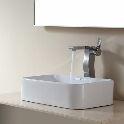 Eased-Edged Rectangular Ceramic Vessel Bathroom Sink