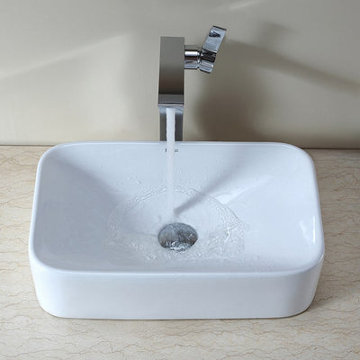 Eased-Edged Rectangular Ceramic Vessel Bathroom Sink