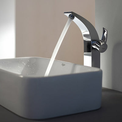 Eased-Edged Rectangular Ceramic Vessel Bathroom Sink