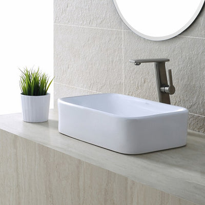 Eased-Edged Rectangular Ceramic Vessel Bathroom Sink