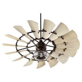 Windmill Large Single-Light Ceiling Fan Light Kit with Metal Cage and Clear Glass Shade