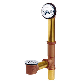Waste and Overflow Assembly Trip Lever with Drain in Tee Chrome 1-1/2 Inch 17 Gauge Brass Domed for Tub