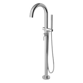 Contemporary Round Freestanding Bathtub Filler with Lever Handle for Flash Rough-In Valve