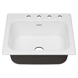 Quince 25" Single Bowl Cast Iron Drop-In Kitchen Sink with 4 Holes