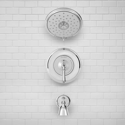 Delancey Pressure Balance Tub/Shower Valve Trim with Cartridge and Water-Saving Shower Head