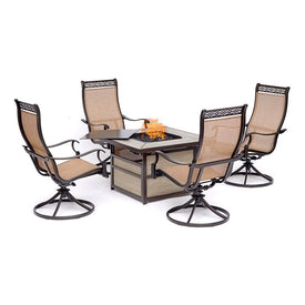 Monaco Five-Piece Fire Pit Chat Set with 40000 BTU Gas Fire Pit Coffee Table