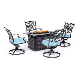 Traditions Five-Piece Seating Set with 30000 BTU Fire Pit Table/Swivel Rockers