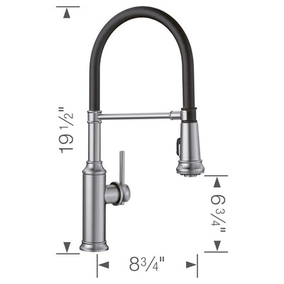 Empressa Single Handle Pull Out Semi-Pro Kitchen Faucet - Stainless Steel