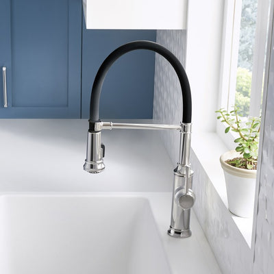 Empressa Single Handle Pull Out Semi-Pro Kitchen Faucet - Stainless Steel