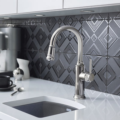 Empressa Single Handle Pull Down Bar/Prep Faucet - Chrome