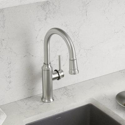 Empressa Single Handle Pull Down Bar/Prep Faucet - Stainless Steel