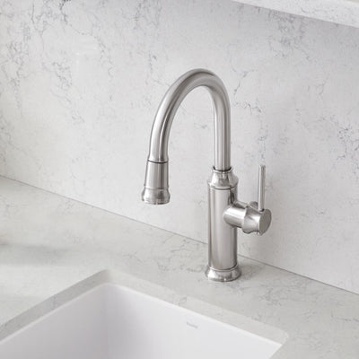 Empressa Single Handle Pull Down Bar/Prep Faucet - Stainless Steel
