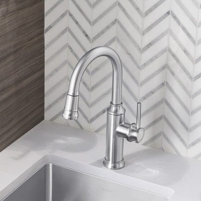 Empressa Single Handle Pull Down Bar/Prep Faucet - Stainless Steel