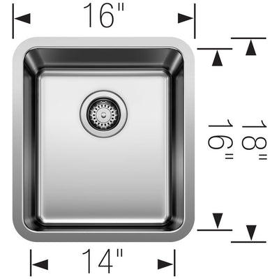 Formera 16" Single Bowl Stainless Steel Undermount Prep/Bar Sink