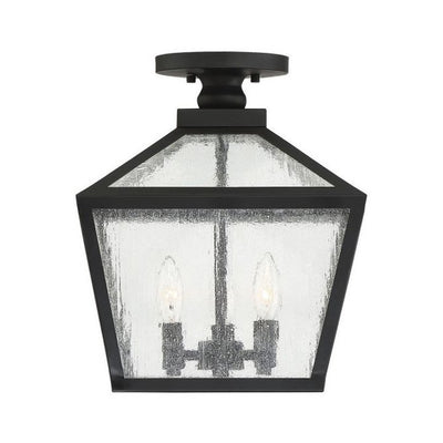 Woodstock Three-Light Outdoor Flush Mount Ceiling Fixture Lantern