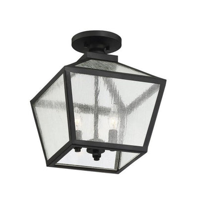 Woodstock Three-Light Outdoor Flush Mount Ceiling Fixture Lantern