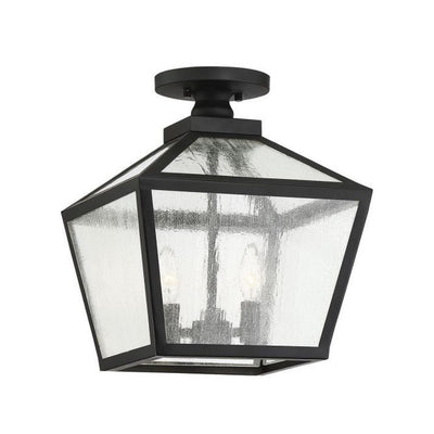 Woodstock Three-Light Outdoor Flush Mount Ceiling Fixture Lantern