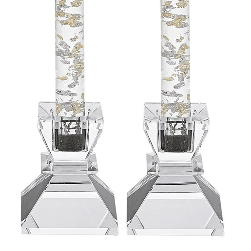 Saturn 3.25" Crystal Candle Holders Set of 2