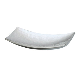 Hammered Stainless Steel 15" x 8.25" Double-Wall Curved Tray